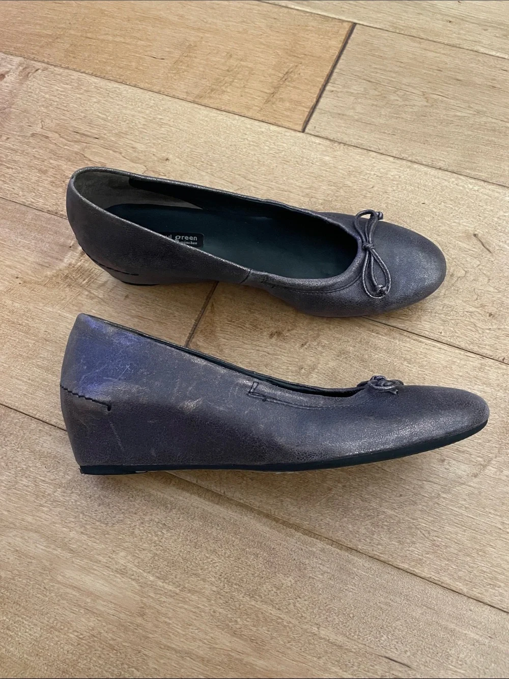 Paul Green Shimmery Pewter Ballet wedges